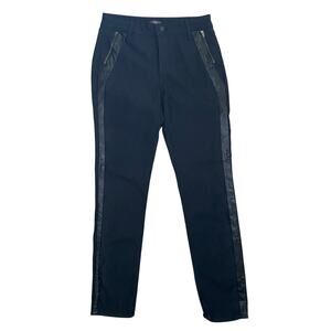 NYDJ - Black Faux Leather Detail Leggings - Size 8